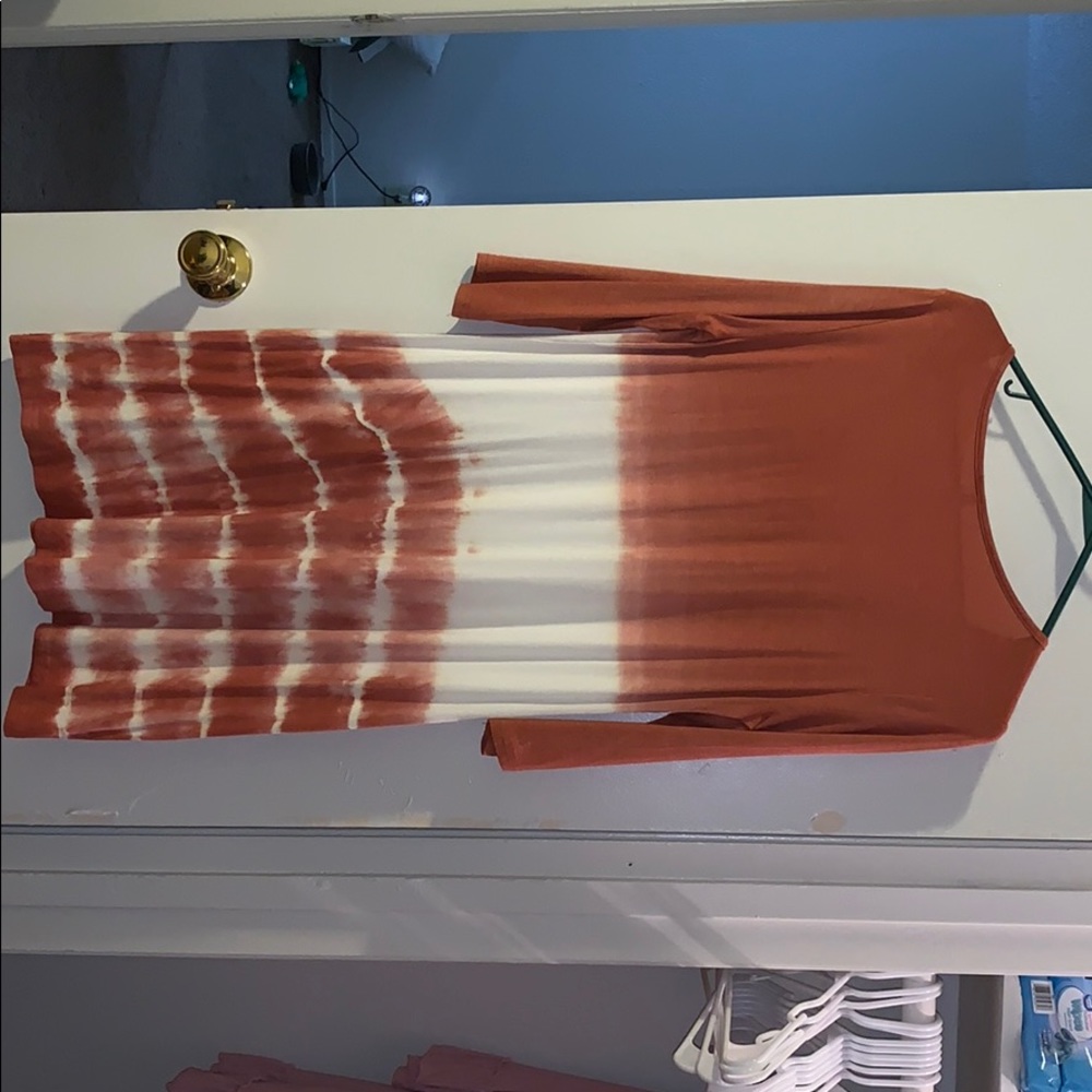 Boutique tie dye dark orange/mauve colored dress.